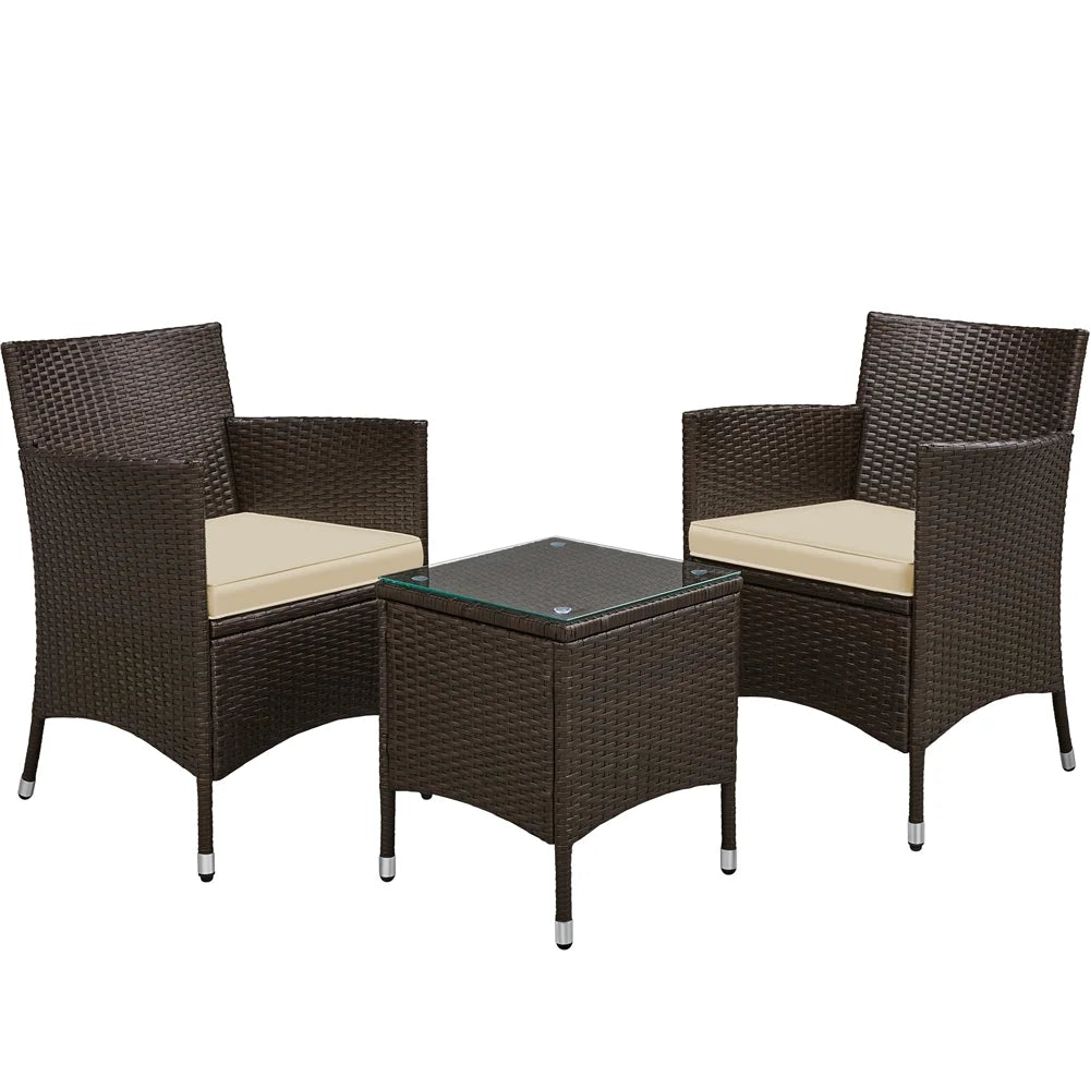 3-Piece Bistro Set with Rattan Chairs and Table U54005