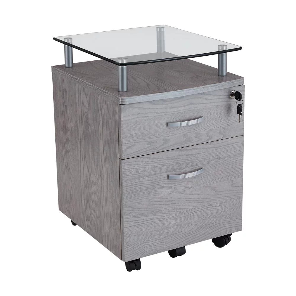 Rolling File Cabinet with Glass Top B340222