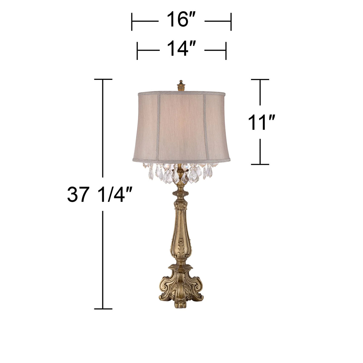 Set of 2 Antique Gold Finish End Table Lamps N629