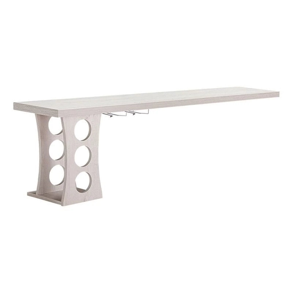 White Oak Wood Floating Bar Table with Wine Rack S524